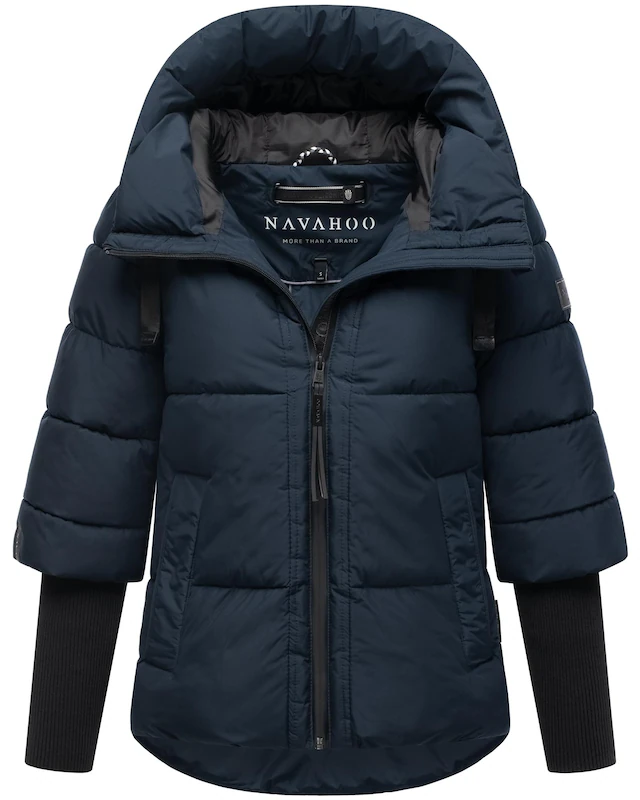 Navahoo Steppjacke »Lotusherz XIV« mit Kapuze Warme gesteppte Winterjacke mit Rippstrickärmeln