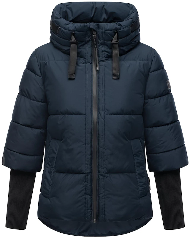 Navahoo Steppjacke »Lotusherz XIV« mit Kapuze Warme gesteppte Winterjacke mit Rippstrickärmeln