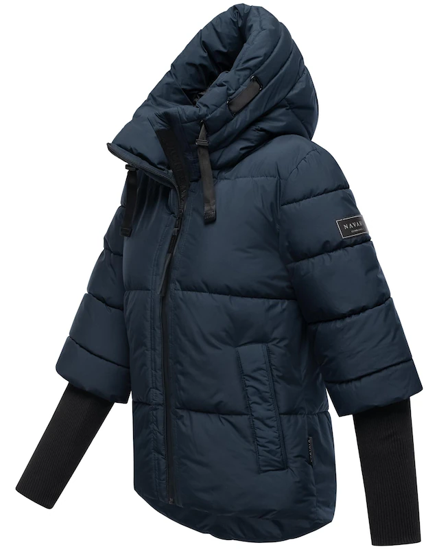 Navahoo Steppjacke »Lotusherz XIV« mit Kapuze Warme gesteppte Winterjacke mit Rippstrickärmeln