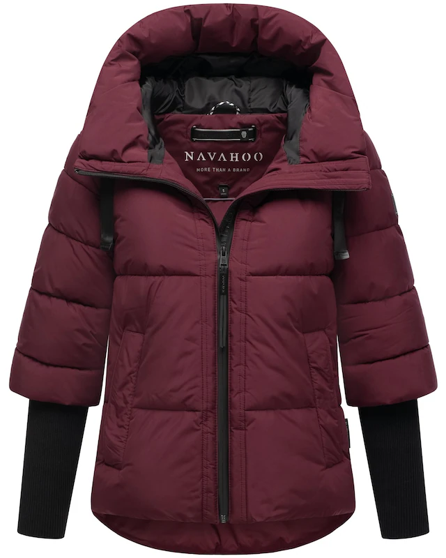 Navahoo Steppjacke »Lotusherz XIV« mit Kapuze Warme gesteppte Winterjacke mit Rippstrickärmeln