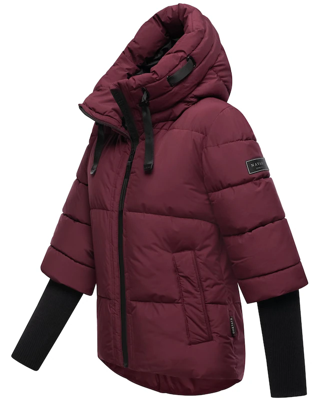Navahoo Steppjacke »Lotusherz XIV« mit Kapuze Warme gesteppte Winterjacke mit Rippstrickärmeln
