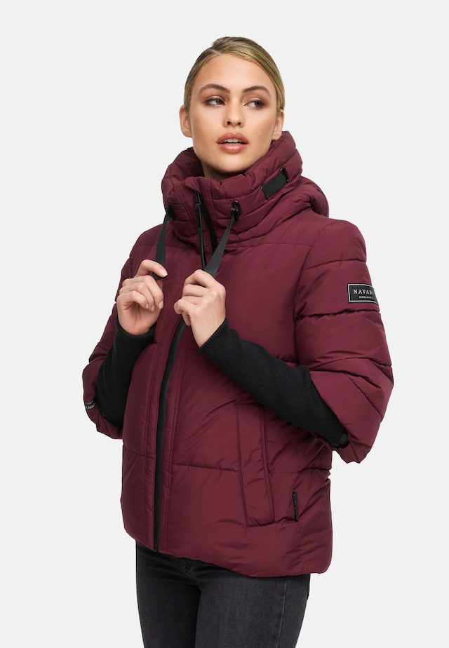 Navahoo Steppjacke »Lotusherz XIV« mit Kapuze Warme gesteppte Winterjacke mit Rippstrickärmeln