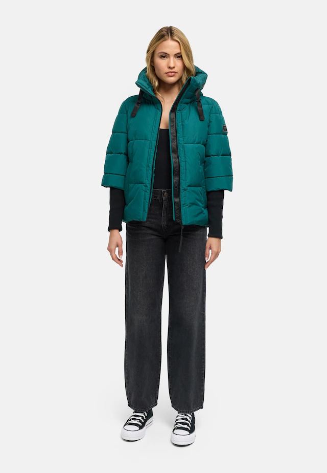 Navahoo Steppjacke »Lotusherz XIV« mit Kapuze Warme gesteppte Winterjacke mit Rippstrickärmeln