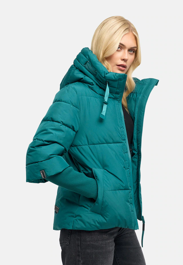 Navahoo Steppjacke »Lotusherz XIV« mit Kapuze Warme gesteppte Winterjacke mit Rippstrickärmeln