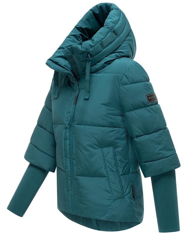 Navahoo Steppjacke »Lotusherz XIV« mit Kapuze Warme gesteppte Winterjacke mit Rippstrickärmeln