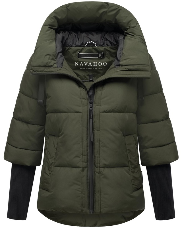Navahoo Steppjacke »Lotusherz XIV« mit Kapuze Warme gesteppte Winterjacke mit Rippstrickärmeln