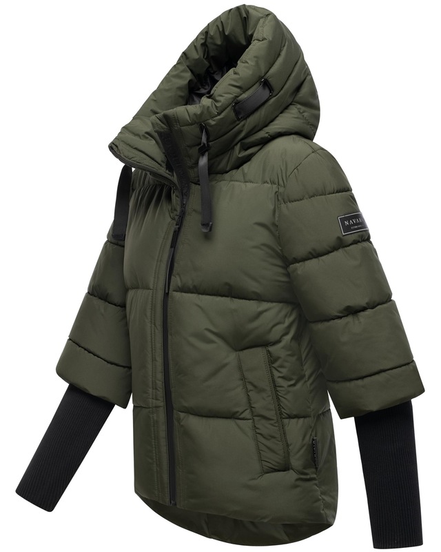 Navahoo Steppjacke »Lotusherz XIV« mit Kapuze Warme gesteppte Winterjacke mit Rippstrickärmeln