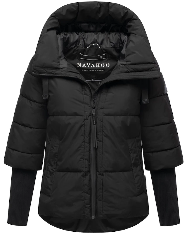 Navahoo Steppjacke »Lotusherz XIV« mit Kapuze Warme gesteppte Winterjacke mit Rippstrickärmeln