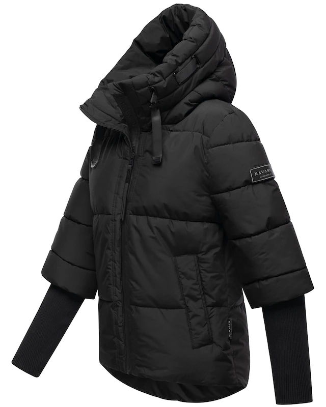Navahoo Steppjacke »Lotusherz XIV« mit Kapuze Warme gesteppte Winterjacke mit Rippstrickärmeln