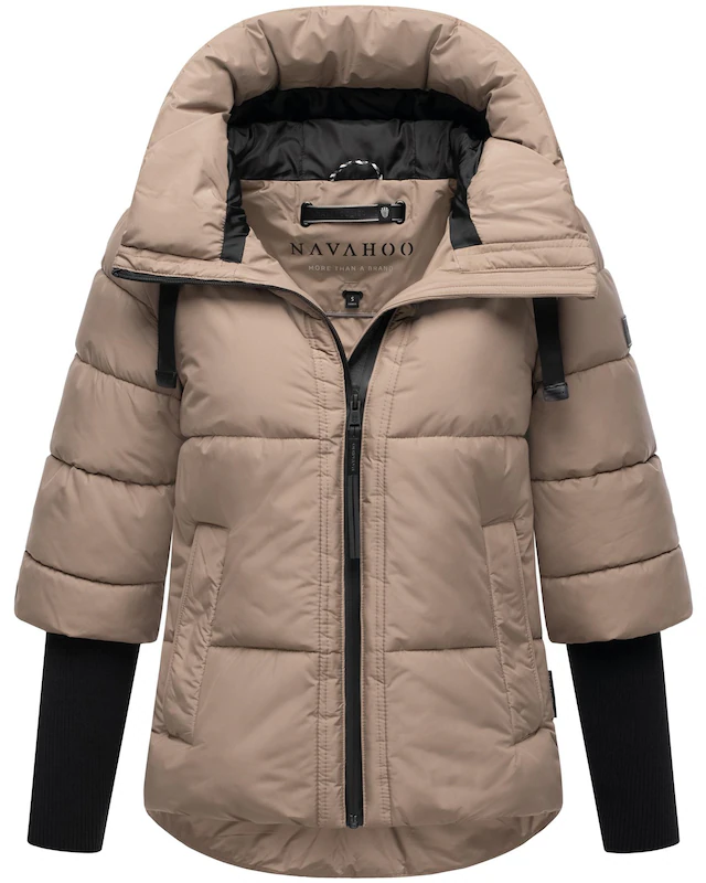 Navahoo Steppjacke »Lotusherz XIV« mit Kapuze Warme gesteppte Winterjacke mit Rippstrickärmeln
