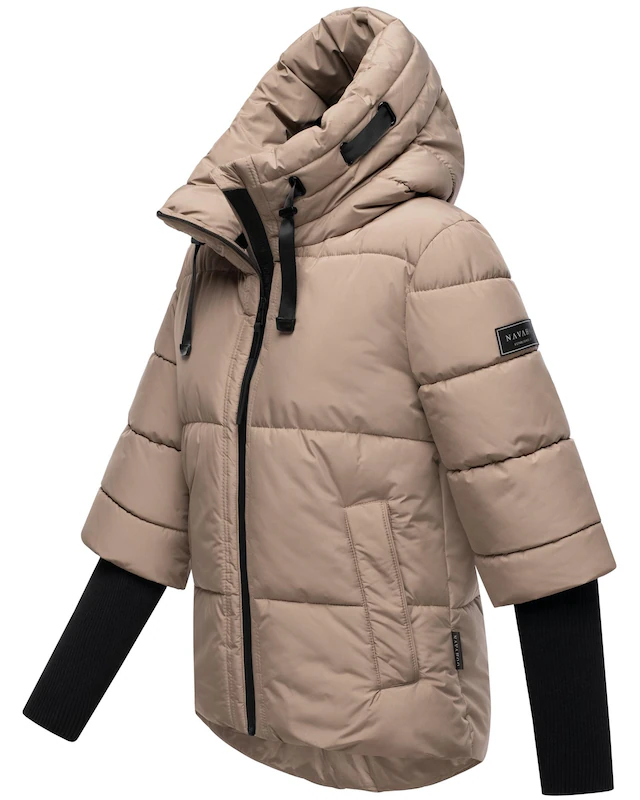 Navahoo Steppjacke »Lotusherz XIV« mit Kapuze Warme gesteppte Winterjacke mit Rippstrickärmeln