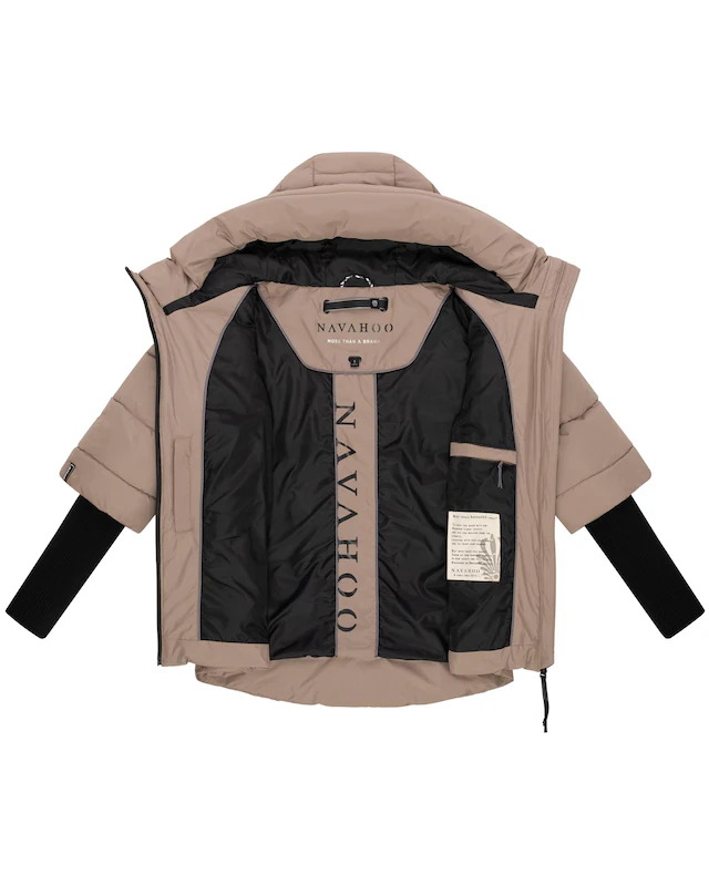 Navahoo Steppjacke »Lotusherz XIV« mit Kapuze Warme gesteppte Winterjacke mit Rippstrickärmeln