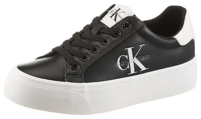 Calvin Klein Plateausneaker »VULC FLATFORM LACEUP LOW LTH« Schnürschuh, Halbschuh, Freizeitschuh mit seitlichem Logoschriftzug