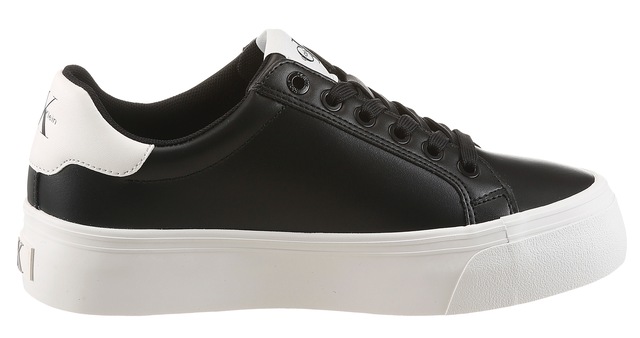 Calvin Klein Plateausneaker »VULC FLATFORM LACEUP LOW LTH« Schnürschuh, Halbschuh, Freizeitschuh mit seitlichem Logoschriftzug