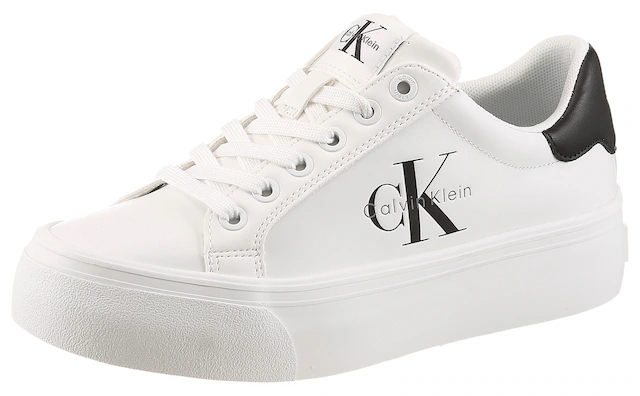 Calvin Klein Plateausneaker »VULC FLATFORM LACEUP LOW LTH« Schnürschuh, Halbschuh, Freizeitschuh mit seitlichem Logoschriftzug