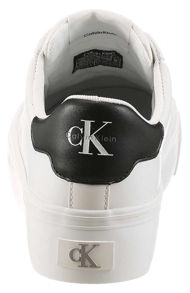 Calvin Klein Plateausneaker »VULC FLATFORM LACEUP LOW LTH« Schnürschuh, Halbschuh, Freizeitschuh mit seitlichem Logoschriftzug