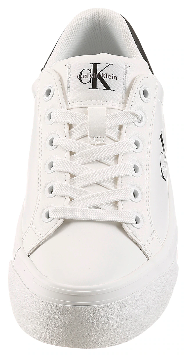 Calvin Klein Plateausneaker »VULC FLATFORM LACEUP LOW LTH« Schnürschuh, Halbschuh, Freizeitschuh mit seitlichem Logoschriftzug