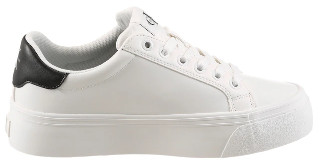 Calvin Klein Plateausneaker »VULC FLATFORM LACEUP LOW LTH« Schnürschuh, Halbschuh, Freizeitschuh mit seitlichem Logoschriftzug