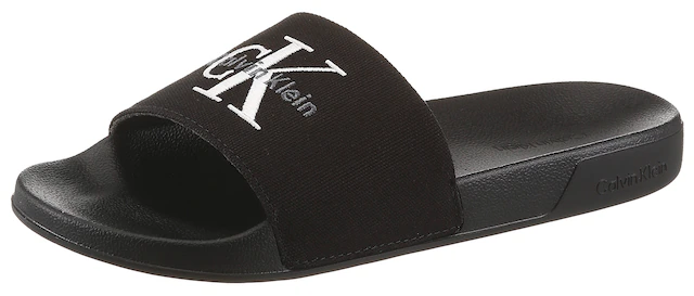 Calvin Klein Pantolette »ESS SLIDE CV WN« Sommerschuh, Poolslides, Pantolette, Strandschuh mit Logoschriftzug