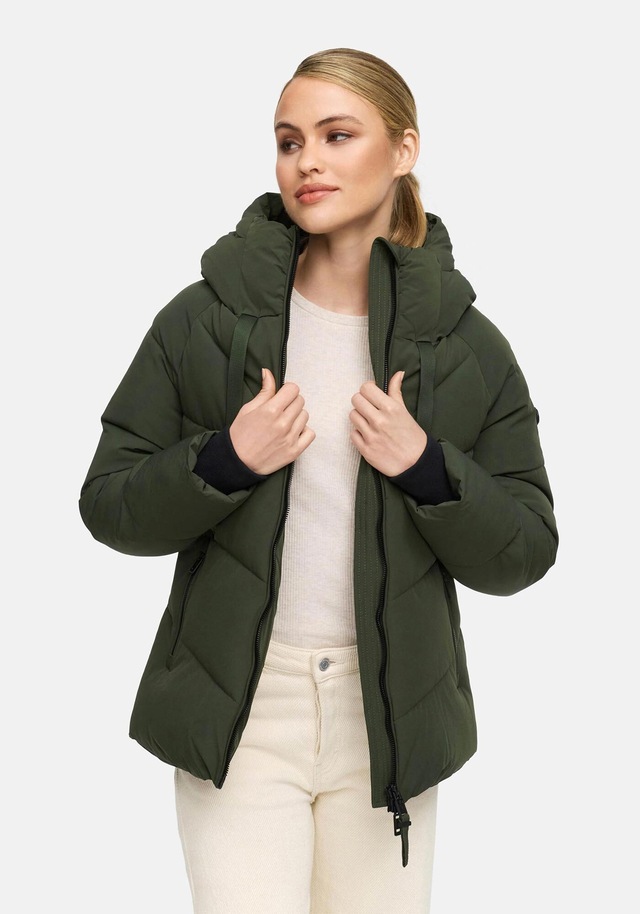 Marikoo Winterjacke »Kwamee« Schräg gesteppte Winterjacke mit fester Kapuze