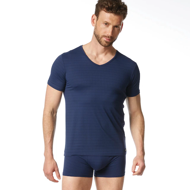 Bruno Banani »CHECK LINE 2.0« Pique Optik, Kurzarm, V-Neck, Cotton-Mix
