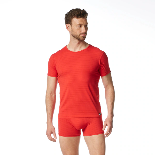 Bruno Banani Rundhalsshirt »CHECK LINE 2.0« hüftbedeckend, elastisch