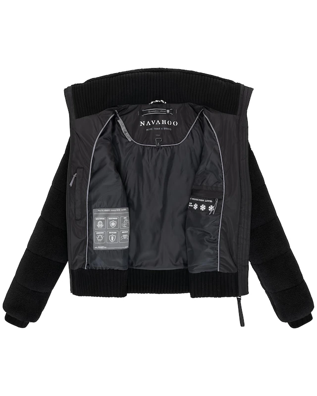 Navahoo Plüschjacke »Schneepuder 14« ohne Kapuze warme Damen Teddyjacke für den Winter