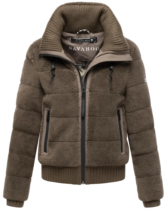 Navahoo Plüschjacke »Schneepuder 14« ohne Kapuze warme Damen Teddyjacke für den Winter