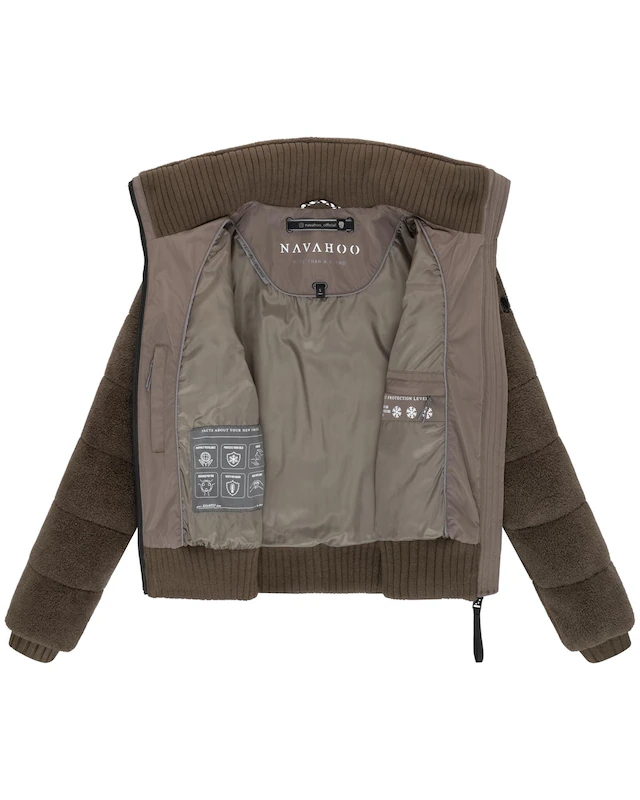 Navahoo Plüschjacke »Schneepuder 14« ohne Kapuze warme Damen Teddyjacke für den Winter