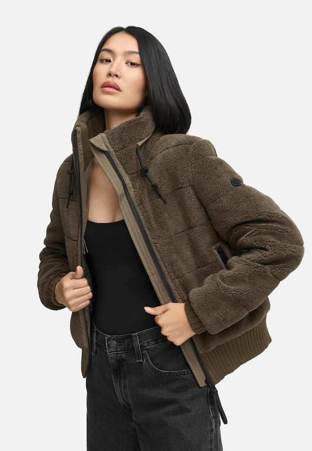 Navahoo Plüschjacke »Schneepuder 14« ohne Kapuze warme Damen Teddyjacke für den Winter