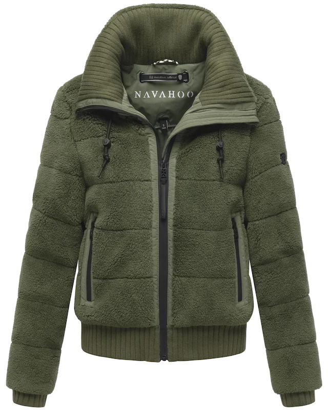 Navahoo Plüschjacke »Schneepuder 14« ohne Kapuze warme Damen Teddyjacke für den Winter