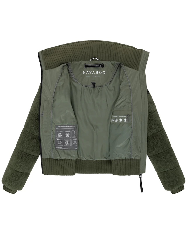 Navahoo Plüschjacke »Schneepuder 14« ohne Kapuze warme Damen Teddyjacke für den Winter