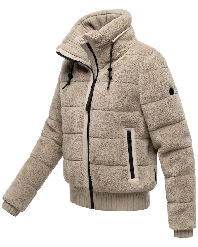 Navahoo Plüschjacke »Schneepuder 14« ohne Kapuze warme Damen Teddyjacke für den Winter