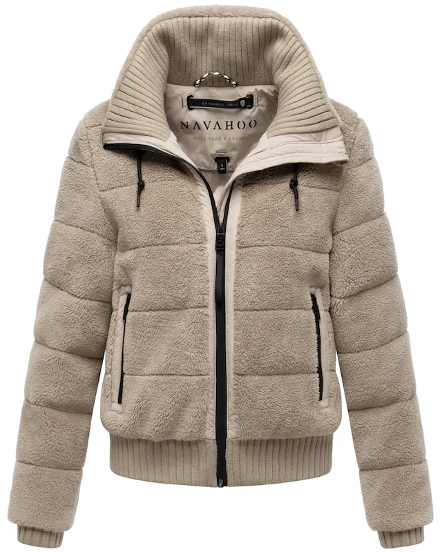 Navahoo Plüschjacke »Schneepuder 14« ohne Kapuze warme Damen Teddyjacke für den Winter