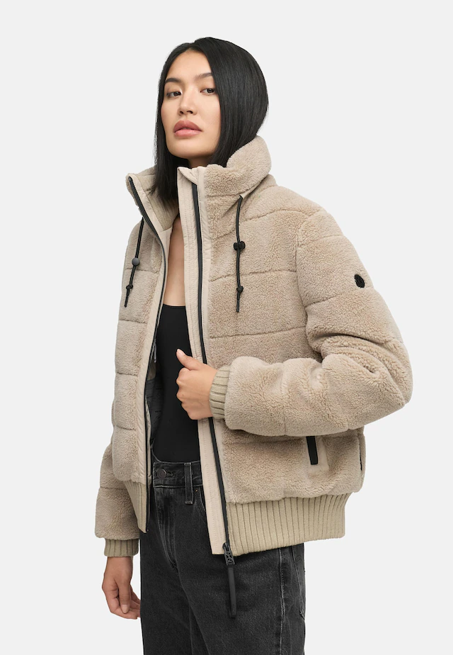Navahoo Plüschjacke »Schneepuder 14« ohne Kapuze warme Damen Teddyjacke für den Winter