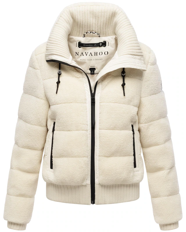 Navahoo Plüschjacke »Schneepuder 14« ohne Kapuze warme Damen Teddyjacke für den Winter