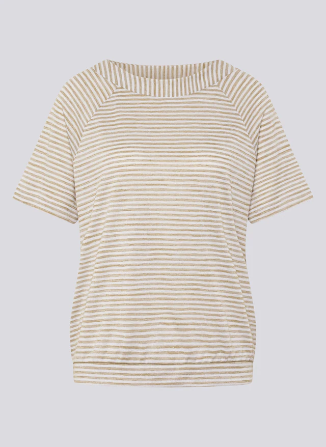 Rabe Kurzarmshirt im Streifen-Look und mit Rundhals