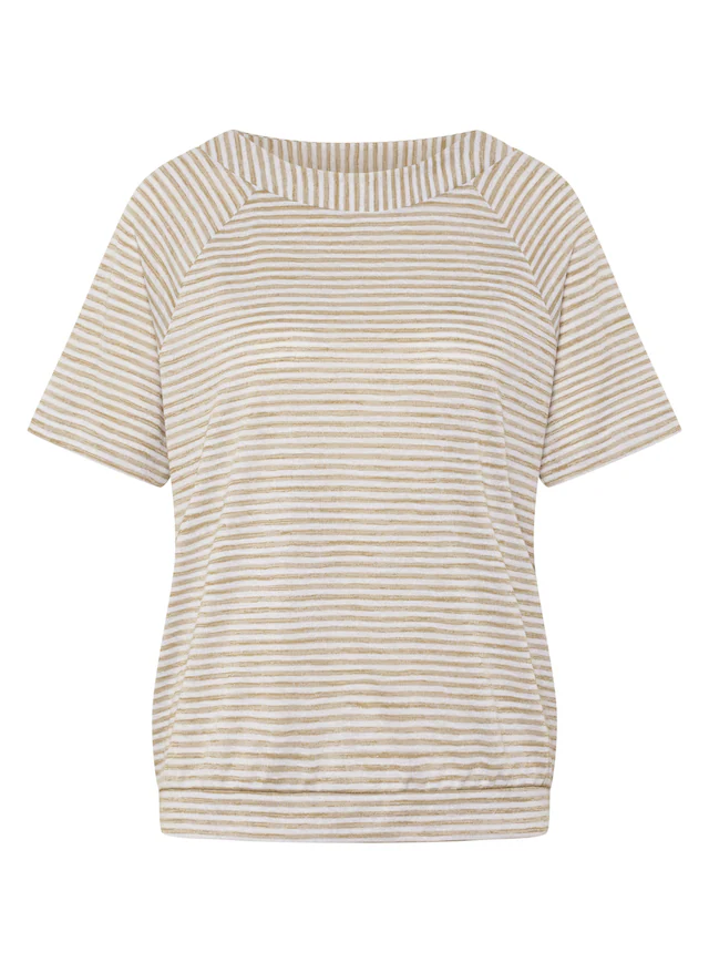 Rabe Kurzarmshirt im Streifen-Look und mit Rundhals