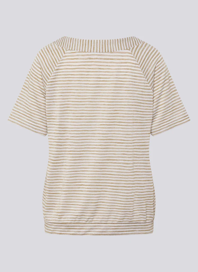Rabe Kurzarmshirt im Streifen-Look und mit Rundhals
