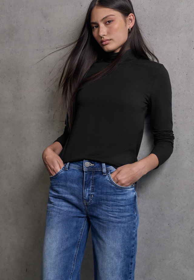 STREET ONE STUDIO Langarmshirt aus Baumwolle mit Stretchante