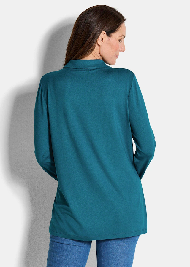 GOLDNER Langarmshirt »Kurzgröße Halbarm Blusenshirt mit Hemdkragen« Biesen