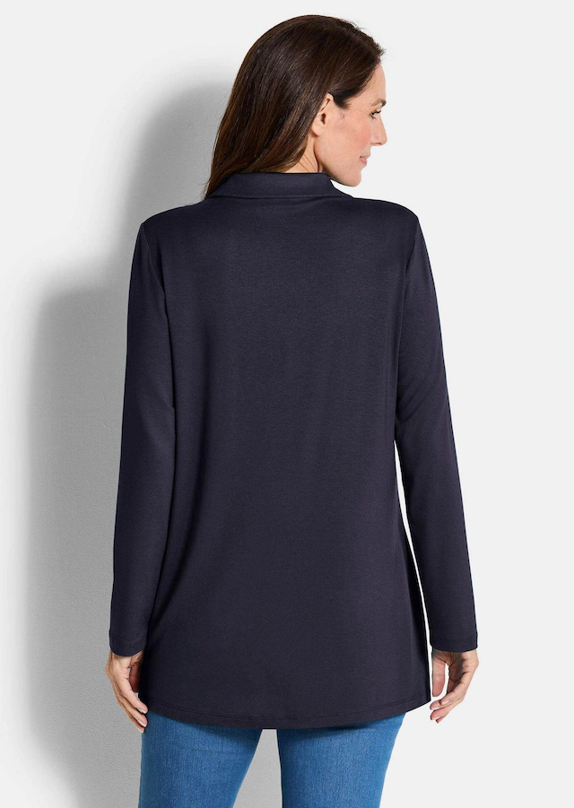 GOLDNER Langarmshirt »Kurzgröße Halbarm Blusenshirt mit Hemdkragen« Biesen