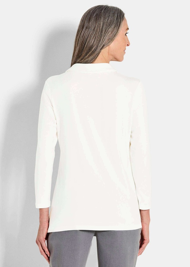 GOLDNER Langarmshirt »Kurzgröße Halbarm Blusenshirt mit Hemdkragen« Biesen