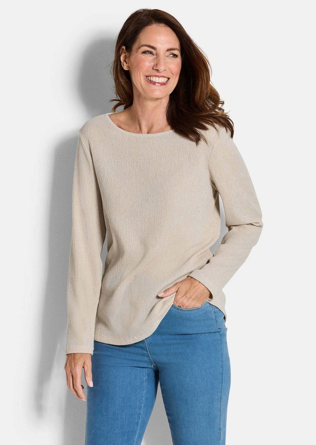 GOLDNER Langarmshirt »Kurzgröße Langarm Melange Jersey-Oberteil« U-Boot-Ausschnitt