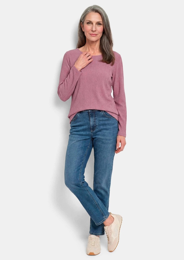 GOLDNER Langarmshirt »Langarm Melange Jersey-Oberteil« U-Boot-Ausschnitt