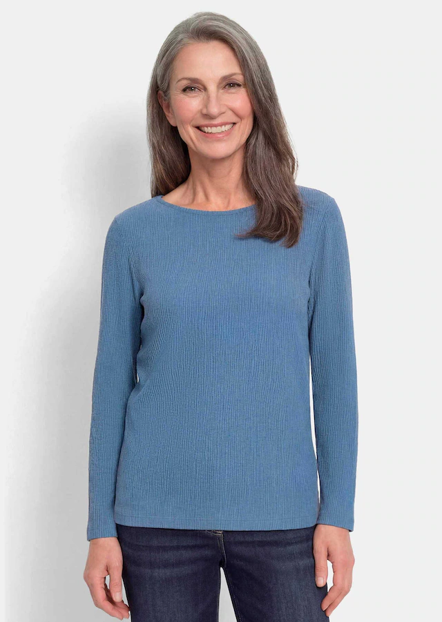 GOLDNER Langarmshirt »Kurzgröße Langarm Melange Jersey-Oberteil« U-Boot-Ausschnitt