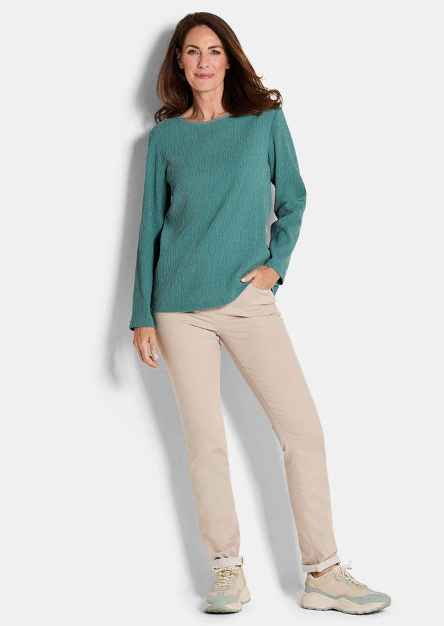 GOLDNER Langarmshirt »Kurzgröße Langarm Melange Jersey-Oberteil« U-Boot-Ausschnitt