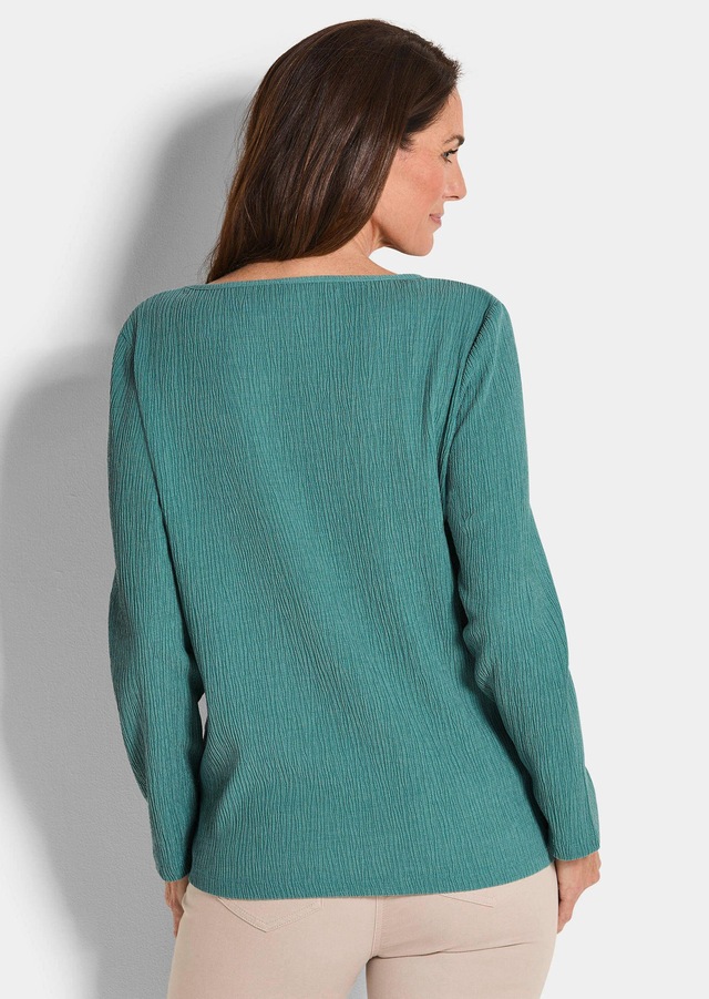 GOLDNER Langarmshirt »Kurzgröße Langarm Melange Jersey-Oberteil« U-Boot-Ausschnitt