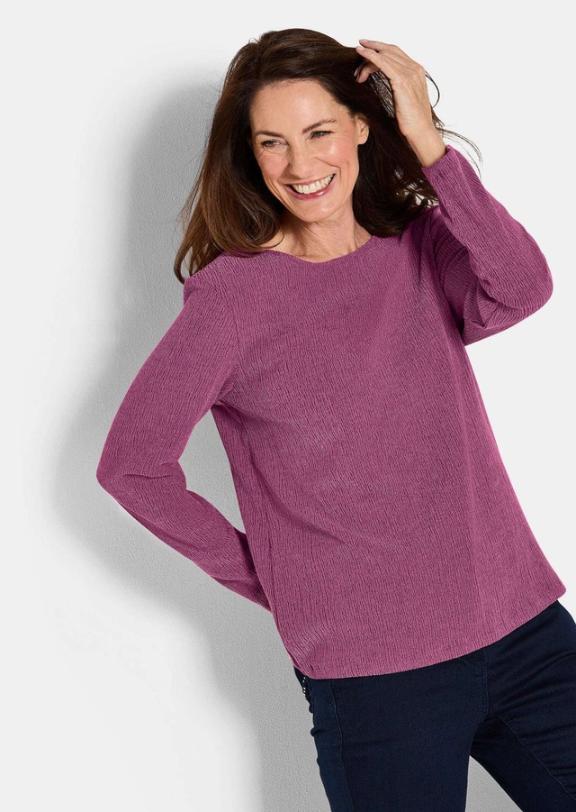 GOLDNER Langarmshirt »Kurzgröße Langarm Melange Jersey-Oberteil« U-Boot-Ausschnitt
