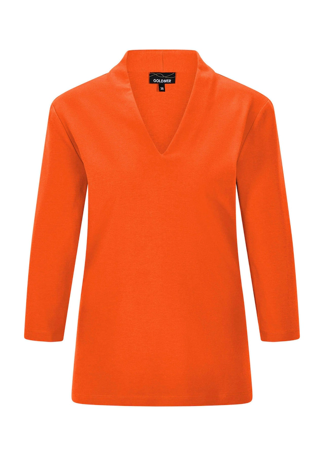 GOLDNER Kurzarmshirt »Kurzgröße Elegantes Basic-Shirt mit V-Ausschnitt« V-Ausschnitt